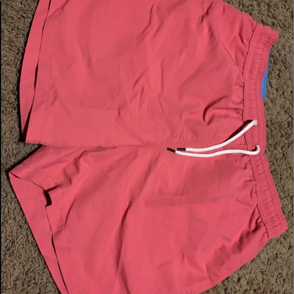 polo ralph lauren light red swim trunks